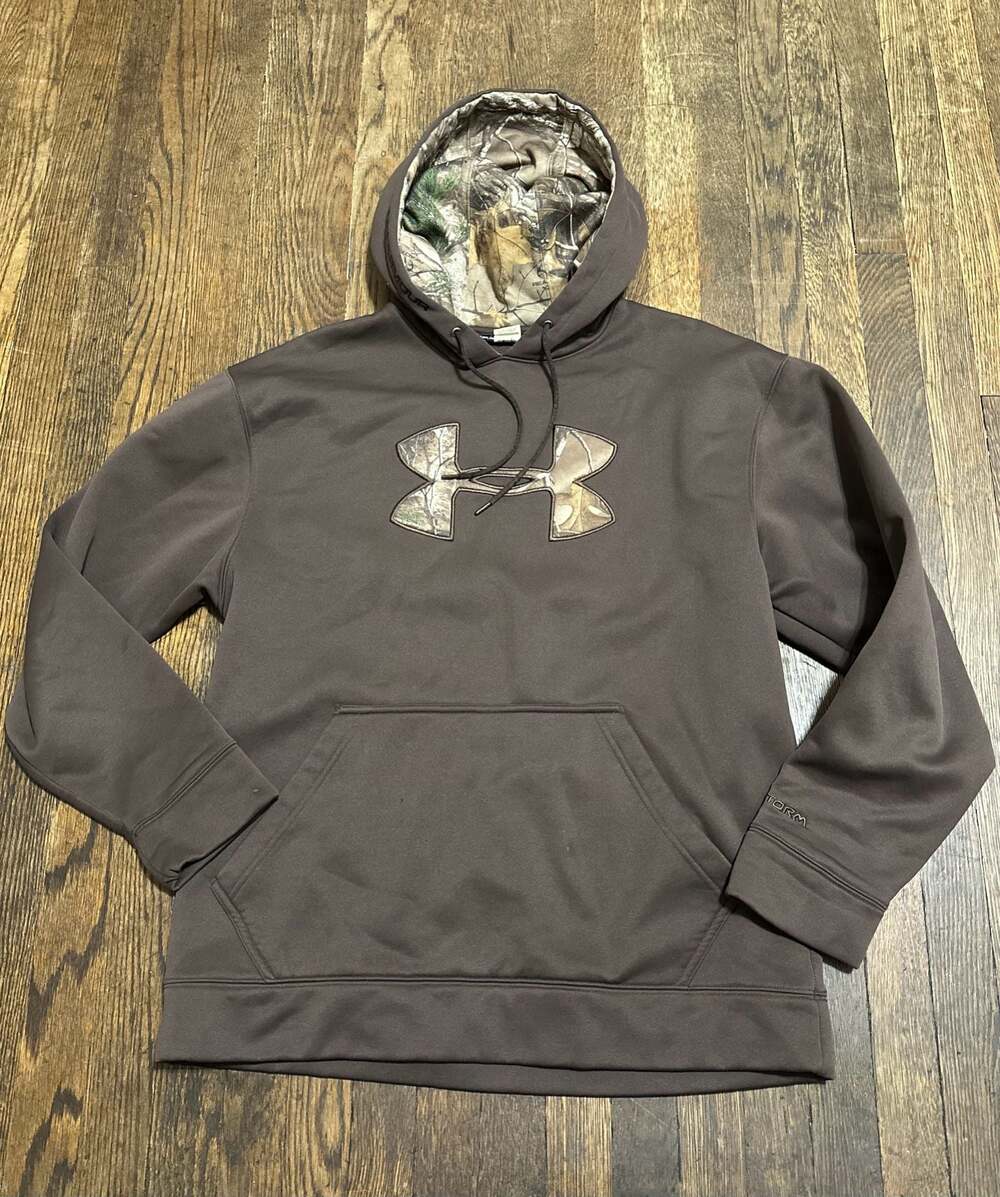 Under Armour Storm Realtree Camo Logo Hoodie Brown Mens Medium